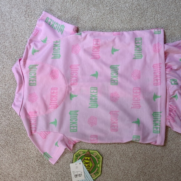 Wicked Pink and Green Short Sleeve Kids Pajama Set - Picture 3 of 7